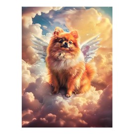 Fabioyar Diamond Art Kits for Adults - Frameless Cute Cloud Pomeranian 5d Diamond Painting Kits for Adults Beginners for Home Wall Decor 12 X 16 Inch