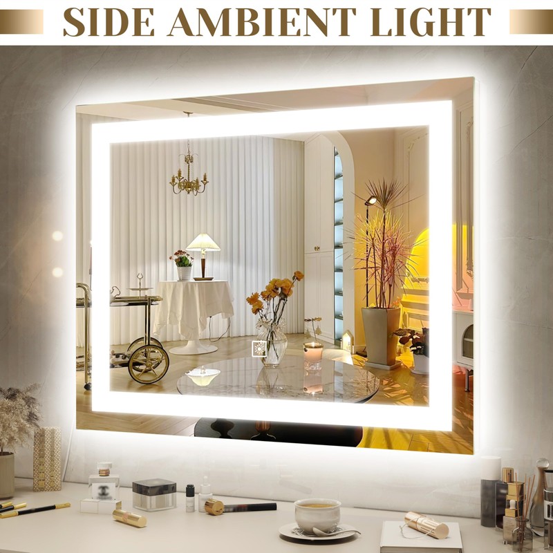 ROLOVE 22x20 Inch Lighted Vanity Mirror, 3-Mode Touch Dimming LED