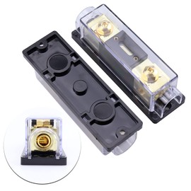 Bumbesti 0/2/4 Gauge AWG in-Line ANL Fuse Holder, Inline Fuse Block with 200 Amp ANL Fuse for Car Audio Amplifier Black Base (2 Pack)