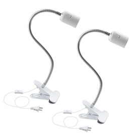 Bonlux E26 Clamp Lamp Fixture, Flexible Neck Clip Light Fixture with On/Off Switch US Plug for E26 Socket Plant Grow, Desk, Reptile Lamp Holder (2-Pack)