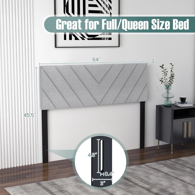 Giantex Linen Upholstered Headboard, Adjustable Width Button Tufted Headboard Only