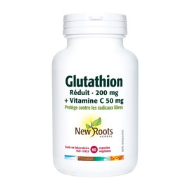 NEW ROOTS HERBAL New Roots Herbal - Glutathione Reduced 200mg, 60 vcaps - L-Glutathione 200mg Vitamin-C 50mg Capsules - Bone Health, Gum Health, Teeth Health & Immune Boost - L-Glutathione Supplement & Ascorbic Acid