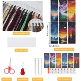 14CT Sun and Moon Cross Stitch Bookmark Stamped Embroidery Kit for Beginner