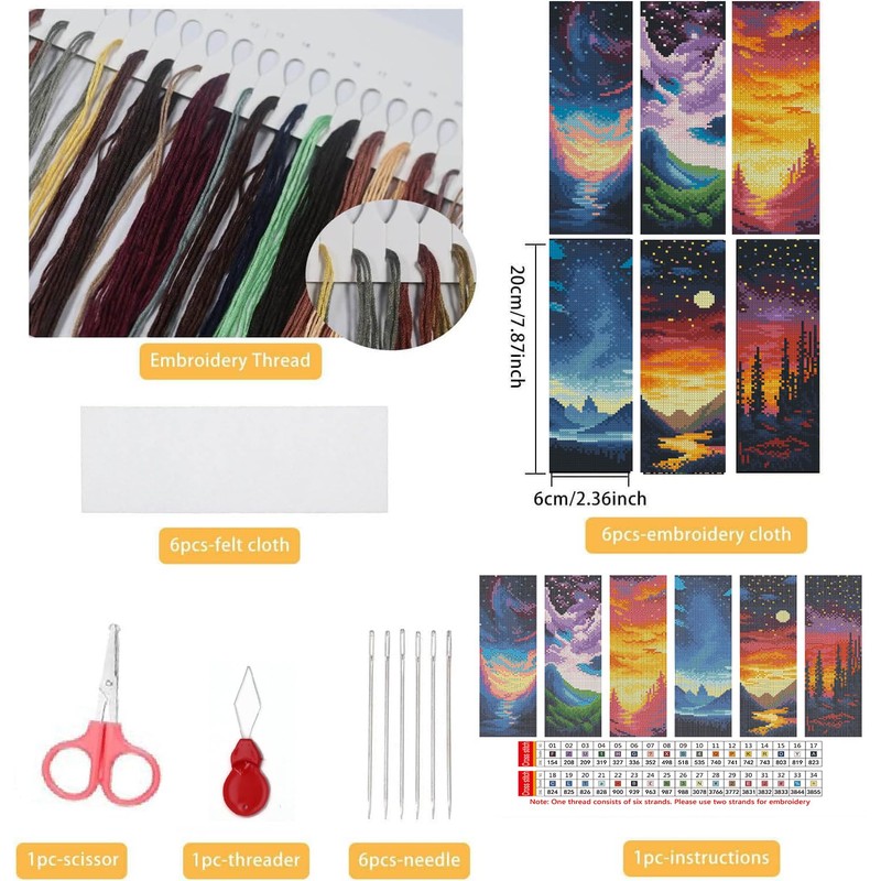 14CT Sun and Moon Cross Stitch Bookmark Stamped Embroidery Kit