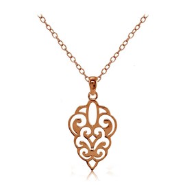 Hoops & Loops Rose Gold Flashed Sterling Silver High Polished Filigree Necklace