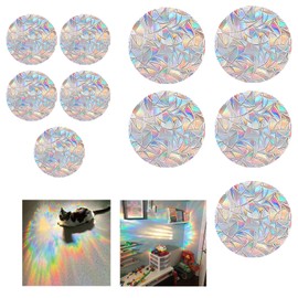 Pack of 10 Suncatcher Stickers, Round Prism Sun Catcher Window Stickers, Rainbow Foil Window Stickers, Window Film, Rainbow Effect, for Window Bird Protection, Crystal Rainbow Decorative Window