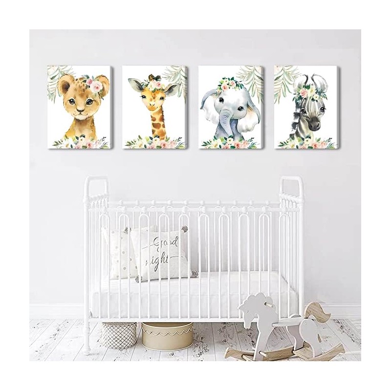 Framed Wild Animals Nursery Picture Wall Decor Canvas,8X10 Inches