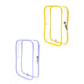 2 Pack TSA Approved Toiletry Bag, Airplane Travel Essentials for Long Flight Flying European International Must Haves Small Quart Size Makeup Zipper Pouch for Women Men Toiletries Liquid Yellow Purple