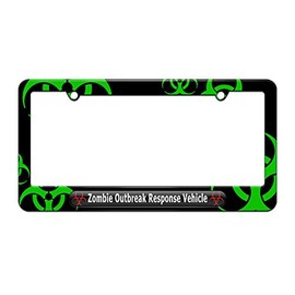GRAPHICS & MORE Zombie Outbreak Response Vehicle Black - Biohazard - License Plate Tag Frame - Green Biohazard Design