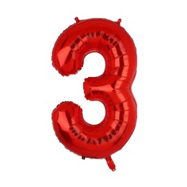 Birthday Number Balloons XXL Giant Foil Balloons 40 Inch - 101 cm Balloons Birthday Boys Girls Baby Shower Birthday Decorations Anniversary Party Decorations (Red, 3)