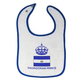 Custom Baby Bibs Burp Cloths Salvadoran Prince Crown Cotton Baby Items for Baby Girl & Boy White Royal Blue Design Only