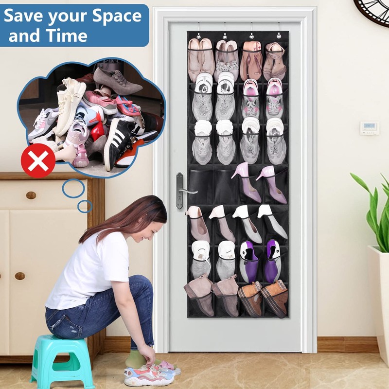 MISSLO 28 Large Pockets Hanging Shoe Organizer Over The Door