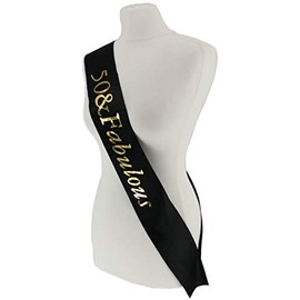 Black with Gold Foil '50 & Fabulous' Birthday Sash