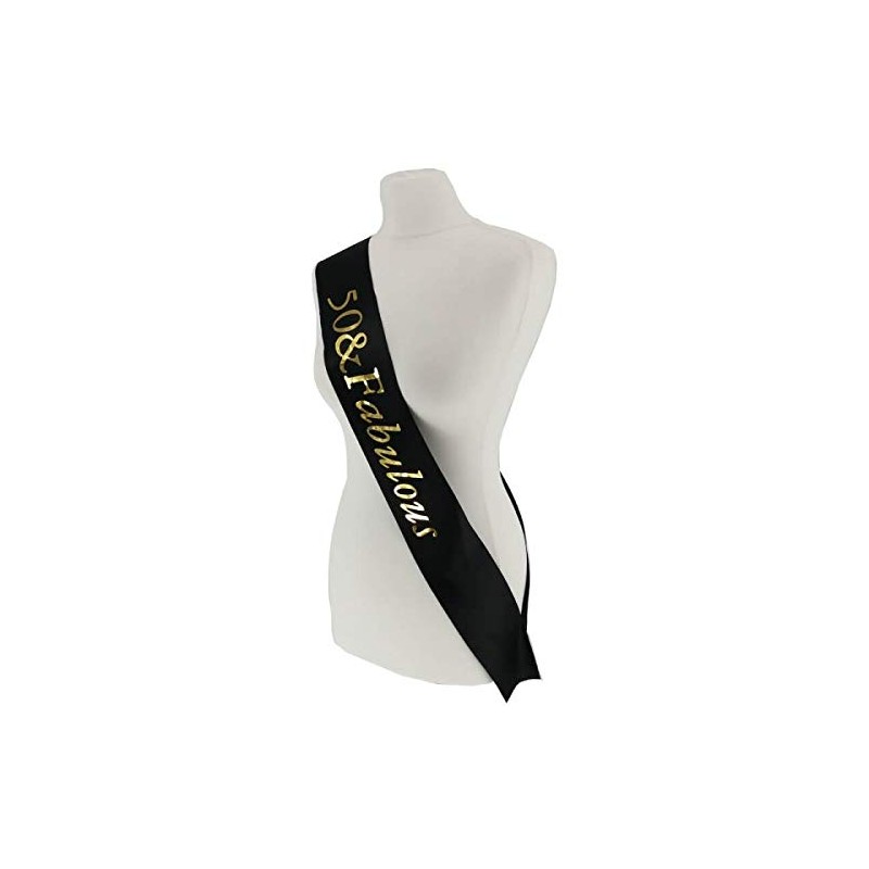 Black with Gold Foil '50 & Fabulous' Birthday Sash