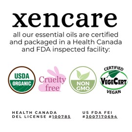 xencare Lemon USDA Organic Essential Oil | 100% Pure Natural Undiluted | Vegan Non-GMO Cruelty-Free | Premium Aromatherapy for Diffusers Baths & Topical Use (0.33 fl oz, 10ml)