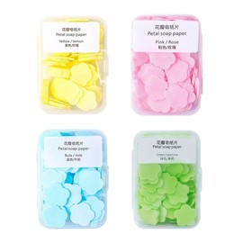 4Pcs Portable Hand Washing Soap Sheets, Scented Mini Soap Sheets, Disposable Soluble for Outdoor Travel, Camping, Hiking (Mix)