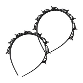 Pack of 2 Headband with Clips, Headband with Tooth Headband Braid Tool, Hair Twister Headband, Styling Accessories for Women (Black)
