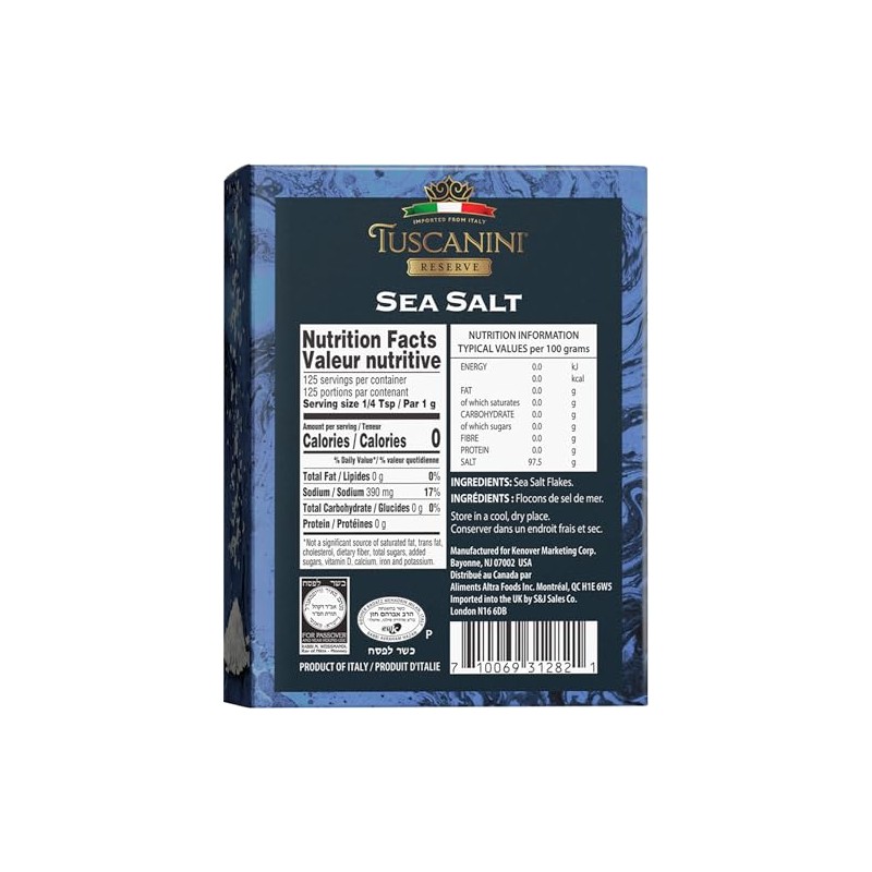 Tuscanini Italian Sea Salt Flakes, 4.4oz (2 Pack) | Flaky