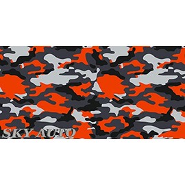 Sky Auto INC RED-Orange Black White Gray Camouflage Vinyl Car Wrap Film Sheet (4" x 8" / Sample Size)