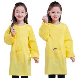 MESU Children's Art Smock Kids Waterproof Artist Painting Apron Long Sleeve Children Apron Yellow 2XL