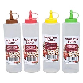 Set of 4 Black Duck Brand 12oz Food Prep Bottle Assorted Color Top - Red, Green, Brown, Yellow (4)