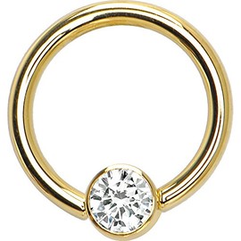 Body Candy Solid 14k Yellow Gold Clear 4mm Bezel Set Cubic Zirconia Captive Ring