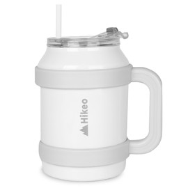 HIKEO Termo de Acero Inoxidable de Doble Pared Extra Grande 1.5 Litros, Vaso Térmico con Popote y Tapa Hermética. Mantiene Bebidas Frías Hasta 10 Horas y Calientes 8 Horas, para Agua, Café y más