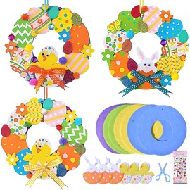 AFYHH Easter Craft Set Children's Easter Decoration – 8 Pieces Easter Wreath Craft Spring Decoration Craft Set Easter Gifts Children Easter Pendant Decoration Creative Crafts Hand Easter Decoration