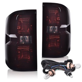 CNNELL Tail Lights Assembly Rear Lights Compatible With 2016-2019 Chevy Silverado 1500 2500 HD, Fit GMC Sierra 3500 HD with Dually Wheels Pair Smoky Lens Rear Tail Lamp with Wiring Harness