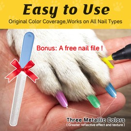 Cherocito Dog Nail Polish Pens Quick Dry,12 Colors Safe Dog Nail Polish Set to DIY Pretty Nails, Ideal Gifts for Dogs Cats Light Dark Nails, Odorless, Non-Toxic, Water-Based Pet Nail Accessories Set
