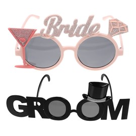 Gadpiparty 2Pcs Plastic Groom Glasses Bride Glasses Bachelor Party Eyeglasses Photo Props Night Bridal Eyeglasses Wedding Hen Party Favors