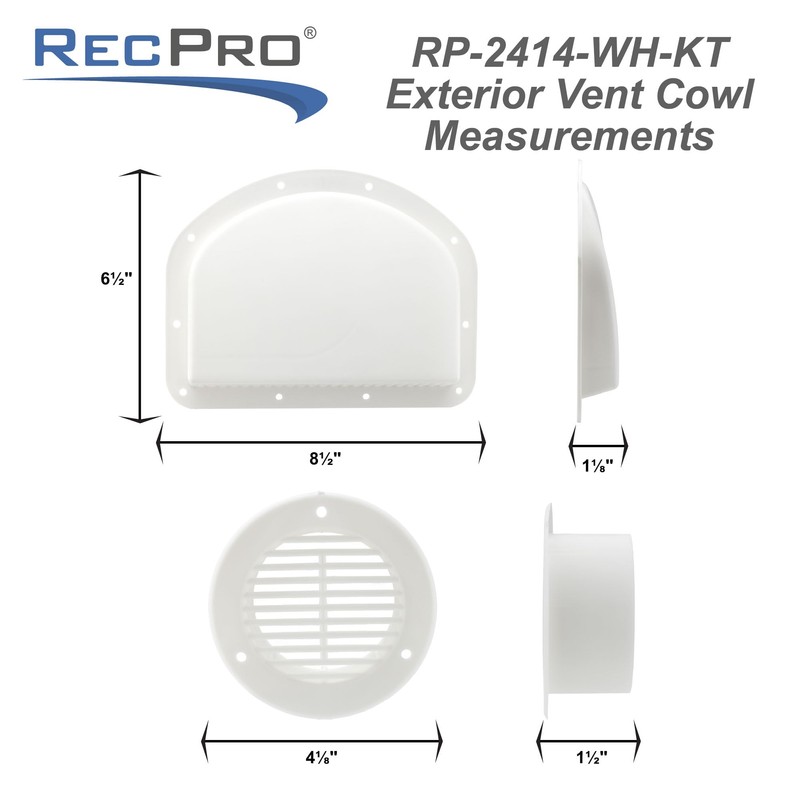RecPro Trailer Exterior Vent Cowl | Driver's Side Front |
