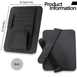 Sekonow 2Pcs Car Sun Visor Organizer, Slim Leather Sunglass Holder for Car, Auto Document Holder for Card, Sunglasses, Insurance, Registration, Pen, Receipt (Black)