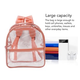 Mochila Transparente de PVC, Mochila Transparente de Alta Capacidad con Diseño de Cremallera de PVC Portátil para la Escuela (Rosa)