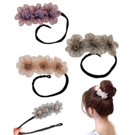 MOPZIJA Pack of 3 Magic Hair Bun Maker, Pearl Flower Hair Bun Maker, Women's Doughnut Hair Bun Maker, Magic Hair Bun Maker for Women, Hair Bun Maker Set for Children, Girls, Women