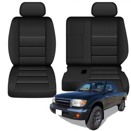 AOMSAZTO Front Seat Covers for Toyota Tacoma 1995-2000 60/40 High Front Bench Custom Fit Full Set Faux Leather Black