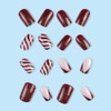 MouyouGlow Press on Nails Short, Square Red Bling Candy Cane,