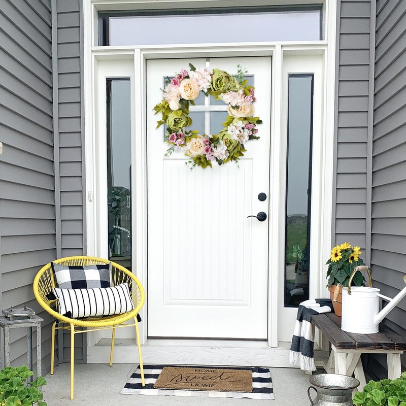 Artificial Peony Wreath Rattan Silk Cloth Simulation Decorative Front Door
