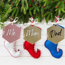 Uniqicon 20Pcs 3mm 1/8 Inch Extra Thick Gold Mirrored Hexagon Decoration Set With Hole, Sublimation Blanks Ornaments For Craft, Perfect For DIY Keychains, Gift Tag, Wedding Table Setting, Party Décor