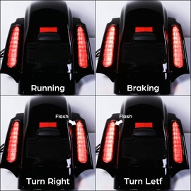 XMT-MOTO Rear fender fascia set with integrated LED stop/tail/turn signal lights fits for Harley Davidson Touring Models Road King Electra Glide Road Glide Street Glide 2009-2013