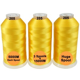 New brothreads -32 Options- Various Assorted Color Packs of Polyester Embroidery Machine Thread Huge Spool 5000M for All Embroidery Machines - 3xYellow