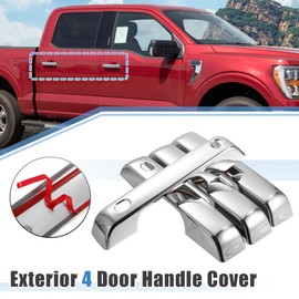 X AUTOHAUX 4Pcs Chrome Exterior Front Rear Side Door Handle Trims Cover for Ford F150 2021 2022 Left Right Side Decoration Trim Silver Tone w/Smart Key Cutout