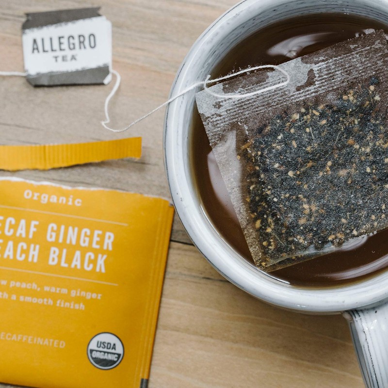 Allegro Tea, Organic Decaf Ginger Peach Black Tea Bags, 20