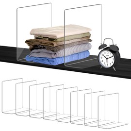 OKPOW Acrylic Shelf Dividers for Closet Organization: 8 Pack Durable Clear Shelves Separators for Clothing Adjustable 12" Tall x 10" Deep