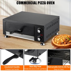 GarveeTech Commercial Countertop Pizza Oven,1100W Stainless Steel Electric Pizza Maker with Timer & Crumb Tray for Home/Restaurant