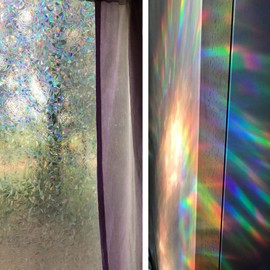 Niviy Rainbow Window Film Privacy Window Sticker Vinyl 3D Decorative Window Cling Non Adhesive Removable Window Covering for Living Room Kitchen Office 35.4 x 78.7 inches