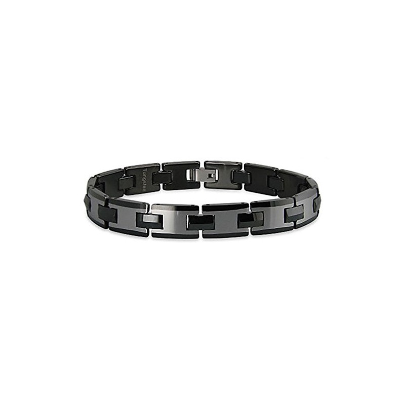 Black Tungsten Carbide Men's Link Bracelet 9.25"