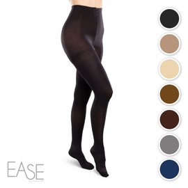 Ease Opaque Women's Support Pantyhose - Firm (30-40mmHg) Graduated Compression Hosiery (Black, Small Long)