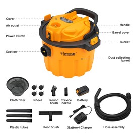 Hoteche 20V Cordless Shop Vacuum Portable Garage & Workshop Vac with 10L Dust Cup, Blowing Function, Quiet Operation