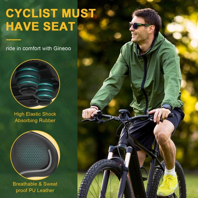 Gineoo Oversized Bike Seat Extra, Wide Comfort Pure, Memory Foam